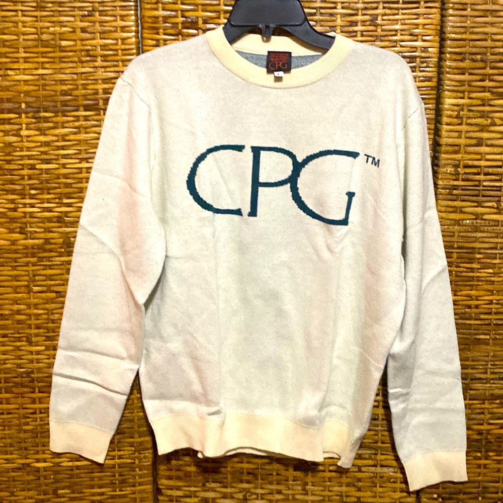 New in package CPG tm cream green logo  sweater L
